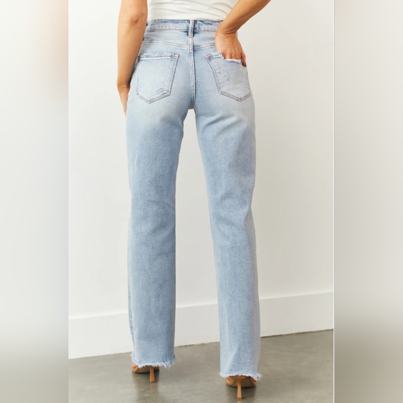 Vervet 90's Vintage Straight Wide Leg Light Wash Jeans Plus 14 16 18 20 - Picture 15 of 15